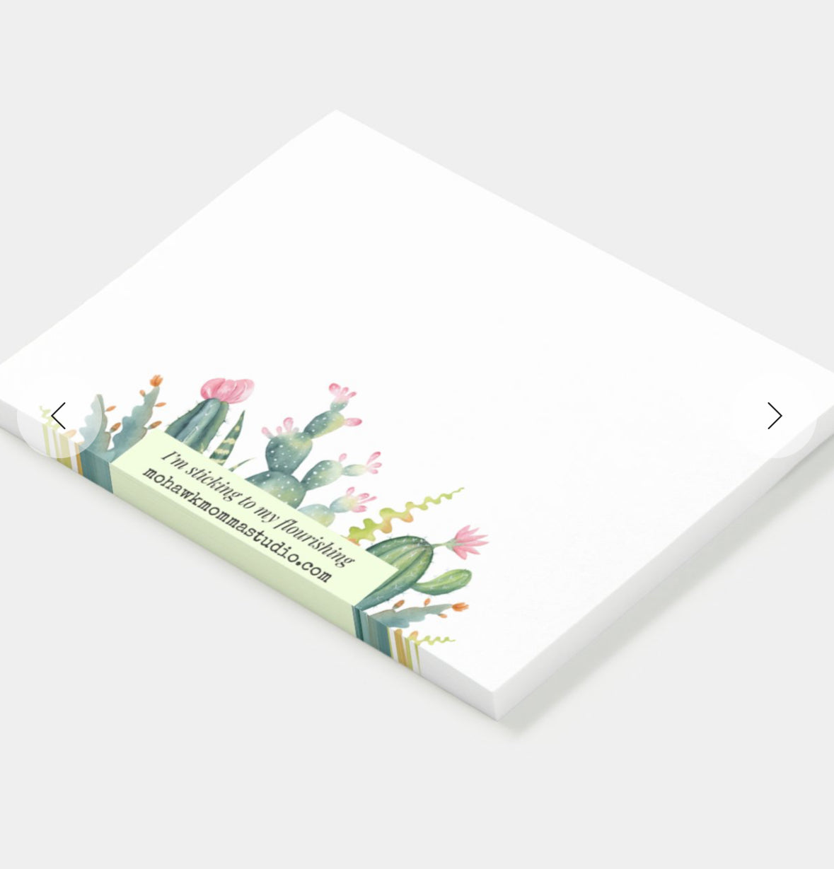 Watercolor Succulents Sticky Notepad | 4” x 3”