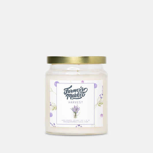 Lavendar Sage Harvest Candle | Farmers Market Collection | Apothecary Jar with Gold Lid - No Dyes