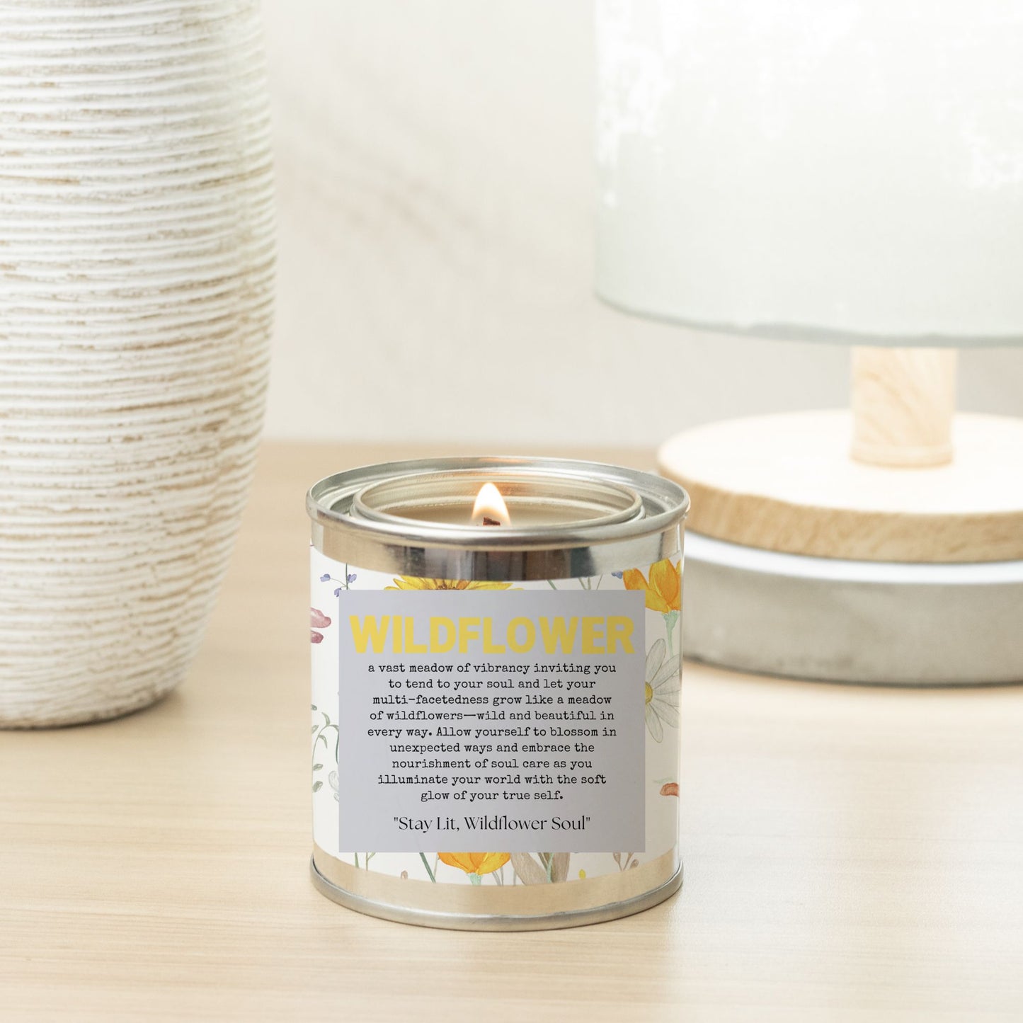 Wildflower (Paint Can) Wood Wick Candle - No Dyes (minimum order 5)