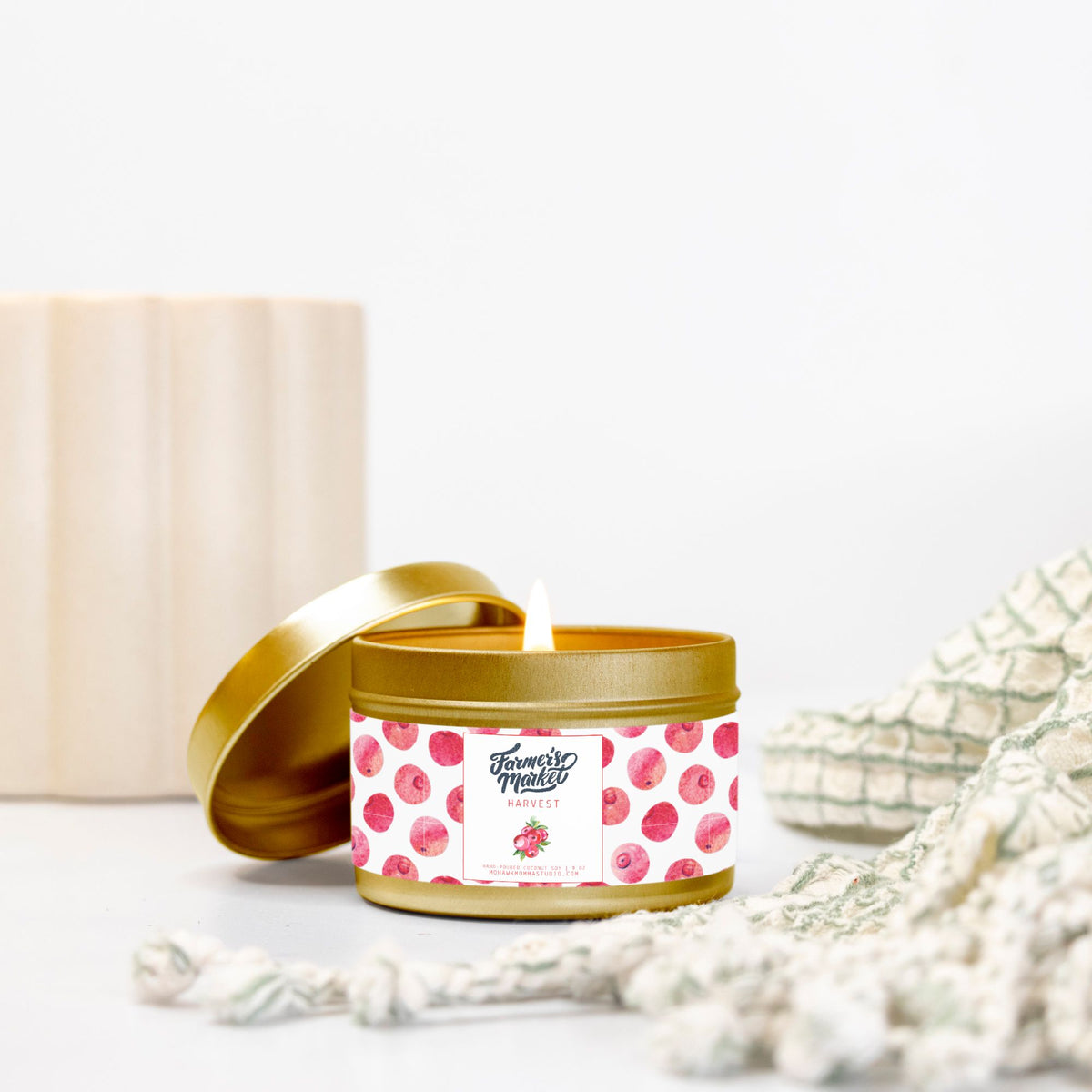Cranberry + Currant Harvest Tin Candle | Farmers Market Collection | 4 oz Travel Candle - No Dyes