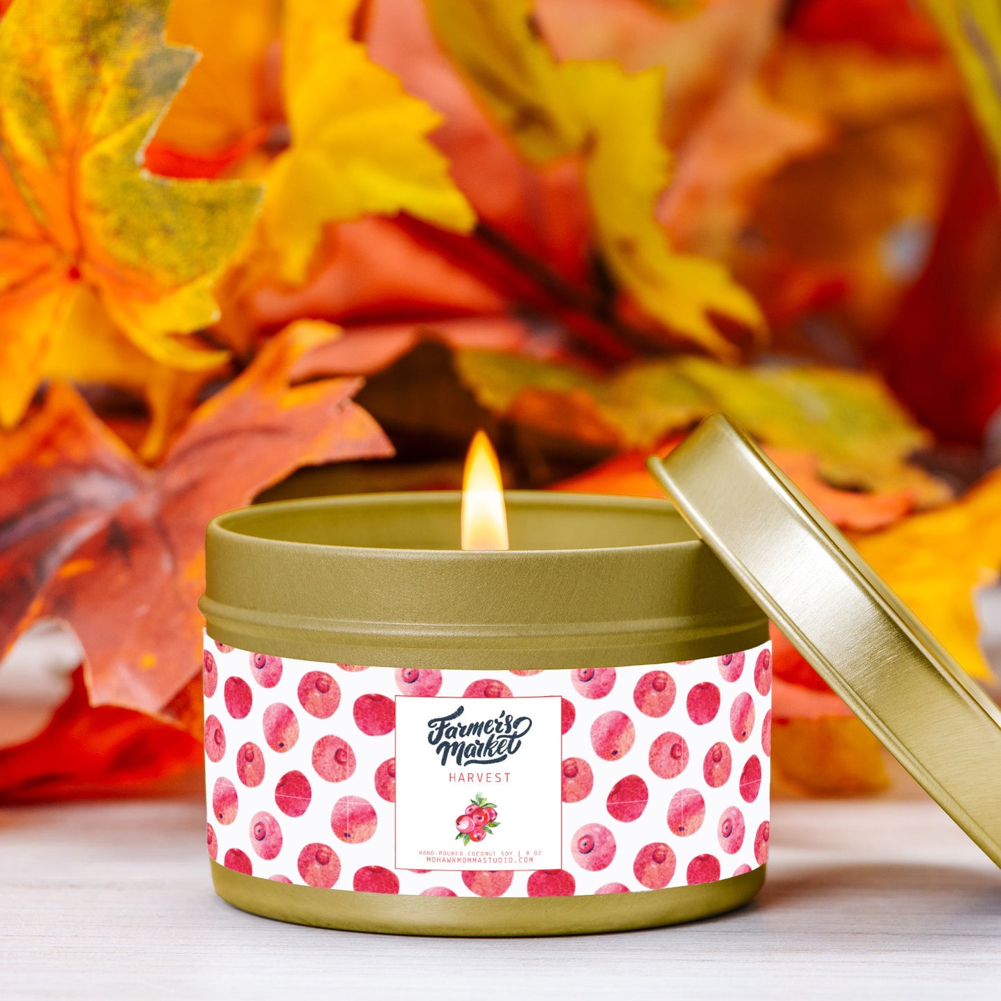 Cranberry + Currant Harvest Tin Candle | Farmers Market Collection | 4 oz Travel Candle - No Dyes