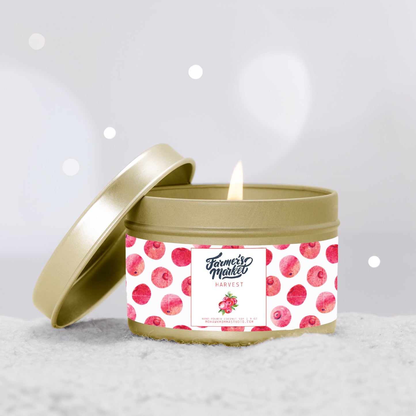 Cranberry + Currant Harvest Tin Candle | Farmers Market Collection | 4 oz Travel Candle - No Dyes