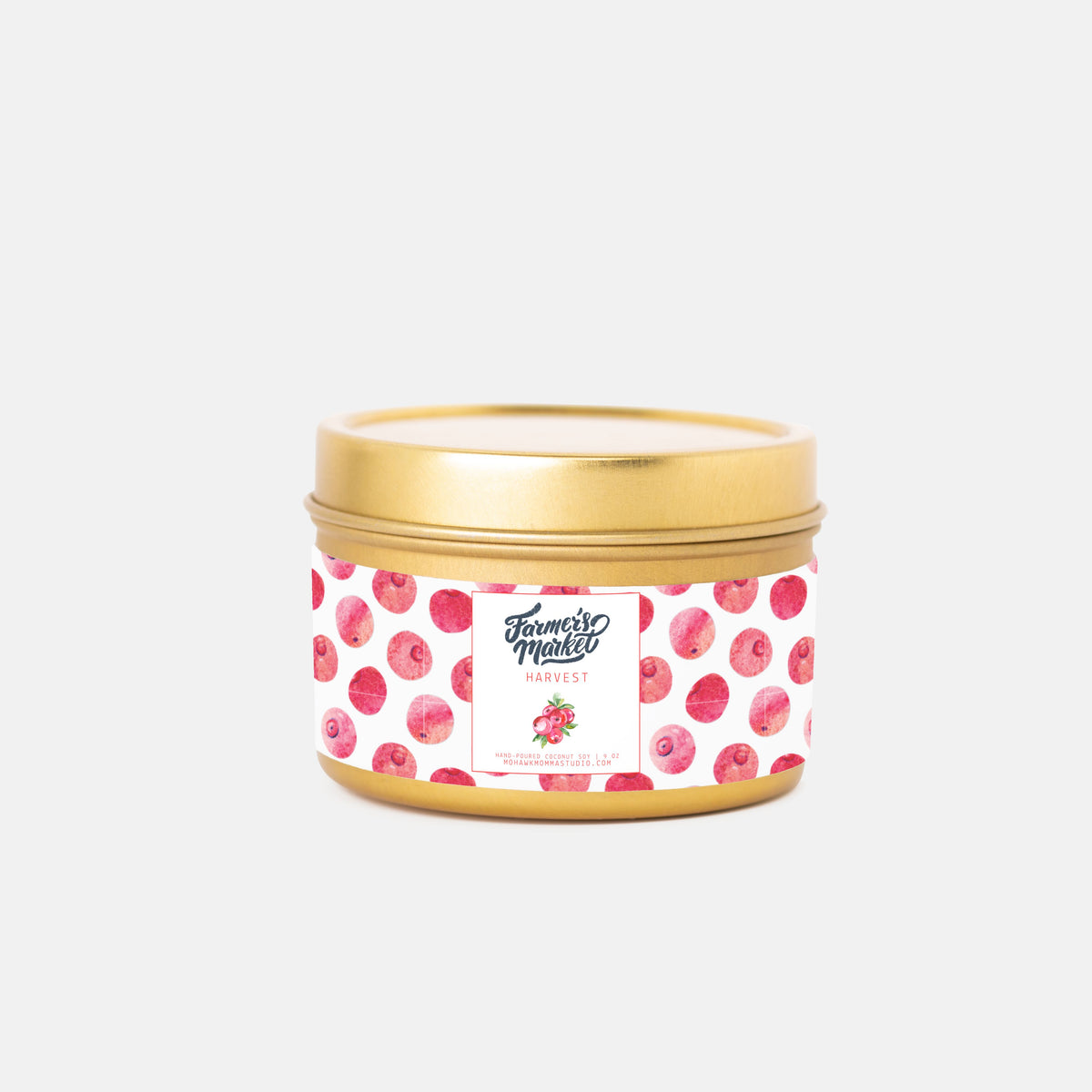 Cranberry + Currant Harvest Tin Candle | Farmers Market Collection | 4 oz Travel Candle - No Dyes