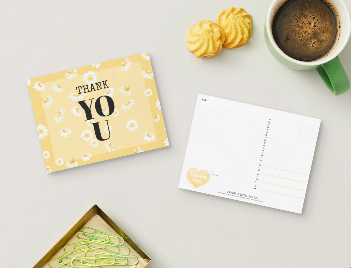 Thank You Chamomile Herb Garden Greeting Card | 4" × 6" Postcard-Style Card