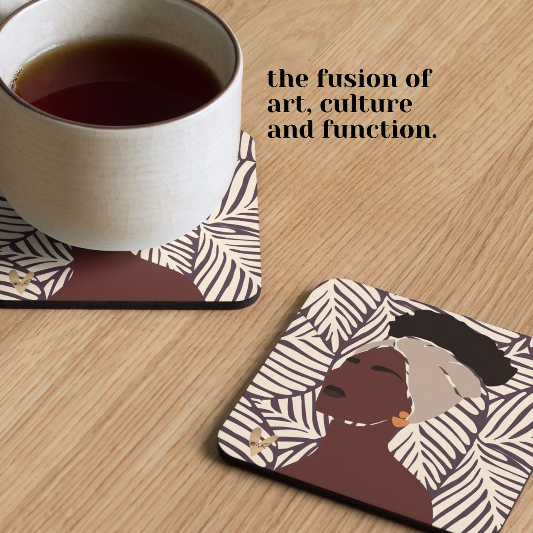 Melanated Musings | 4 Pack Coasters with Cork Backing (minimum order 5)