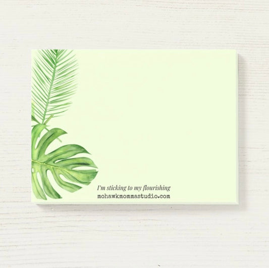 Watercolor Monstera + Palms Sticky Notepad | 4” x 3”