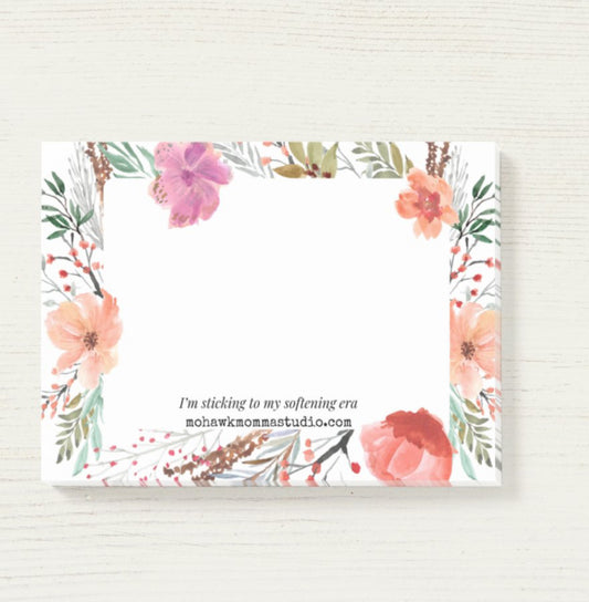 Watercolor Floral Sticky Notepad | 4” x 3”