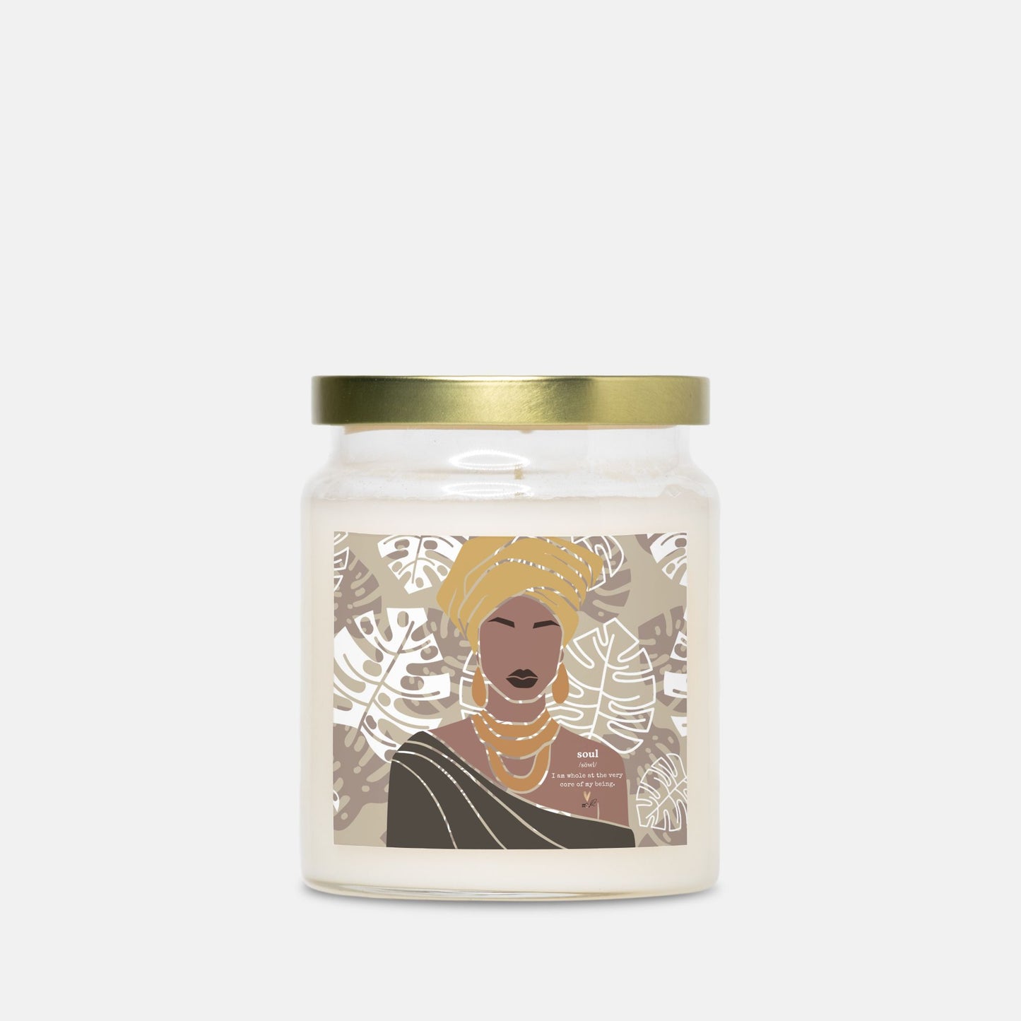 Cocoa Monsteras Candle | Apothecary Jar with Gold Lid - No Dyes | Melanated Musings Collection (minimum order 5)