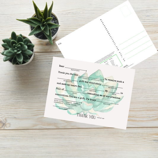 Merci à la collection Succulent | Tu as tenu le coup avec moi, aquarelle pêche + carte postale poétique Journal™
