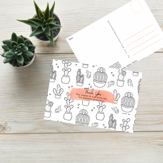 Merci à la collection Succulent | Tu as tenu le coup avec moi, aquarelle pêche + carte postale poétique Journal™