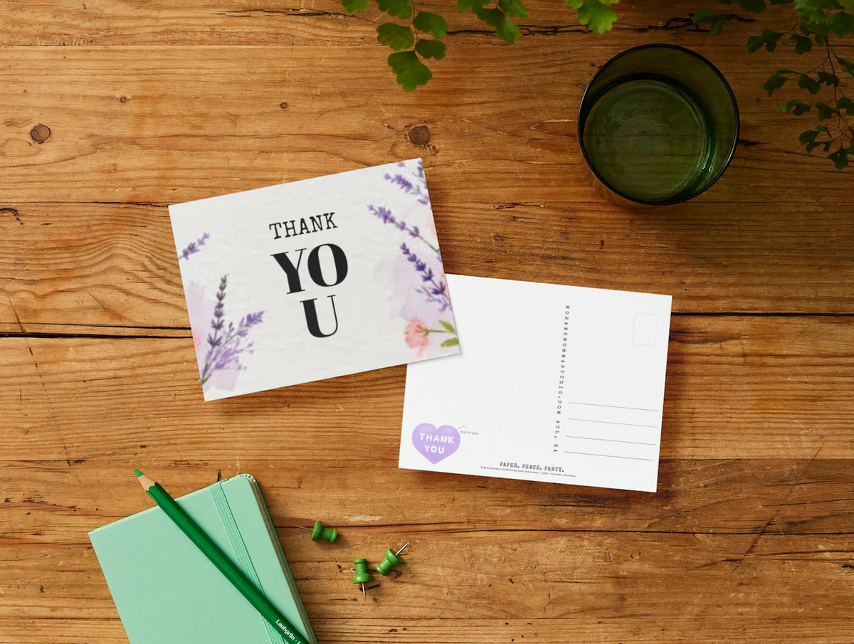 Thank You Lavender Herb Garden Greeting Card | 4" × 6" Postcard-Style Card