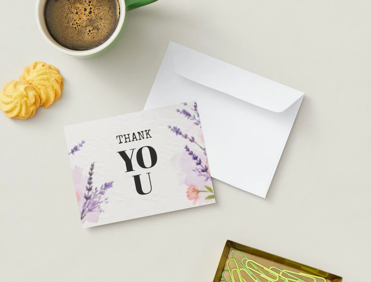 Thank You Lavender Herb Garden Greeting Card | 4" × 6" Postcard-Style Card