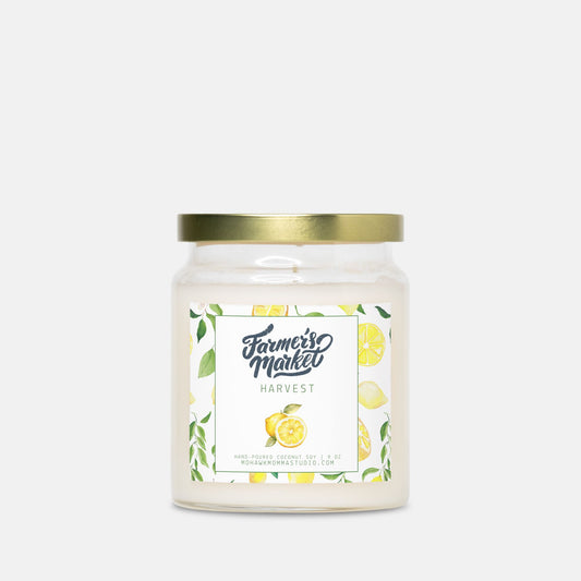 Lemon Harvest Candle | Farmers Market Collection | Apothecary Jar with Gold Lid - No Dyes