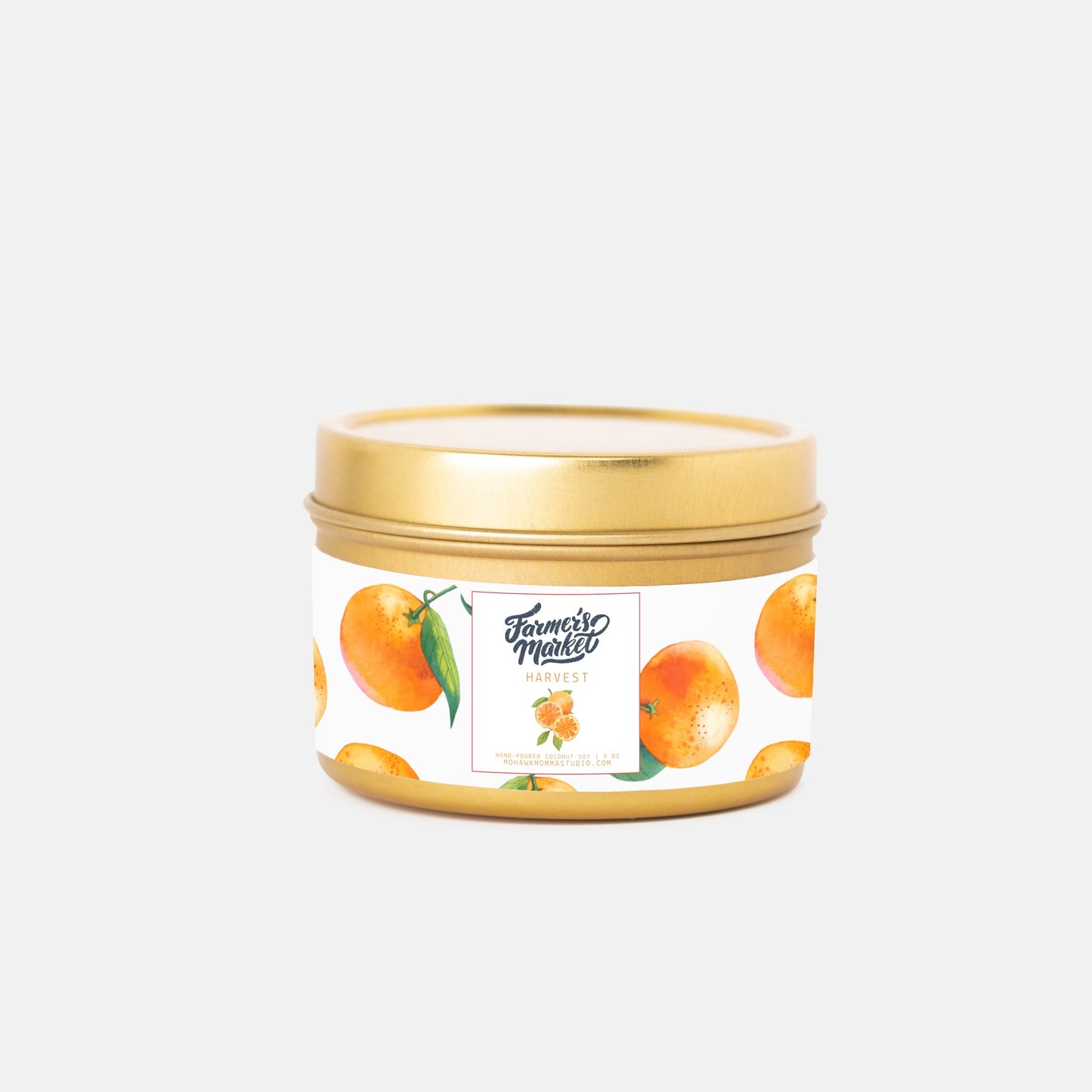 Orange Harvest Tin Candle | Farmers Market Collection | 4 oz Travel Candle - No Dyes
