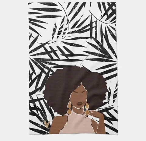 Midnight Fronds Tea Towel | Melanated Musings Collection (minimum order 5)