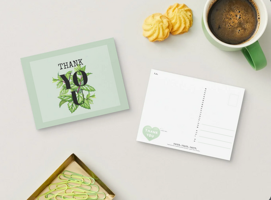 Thank You Mint Herb Garden Greeting Card | 4" × 6" Postcard-Style Card