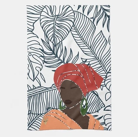 Noir + Leaves Tea Towel | Melanated Musings Collection (minimum order 5)