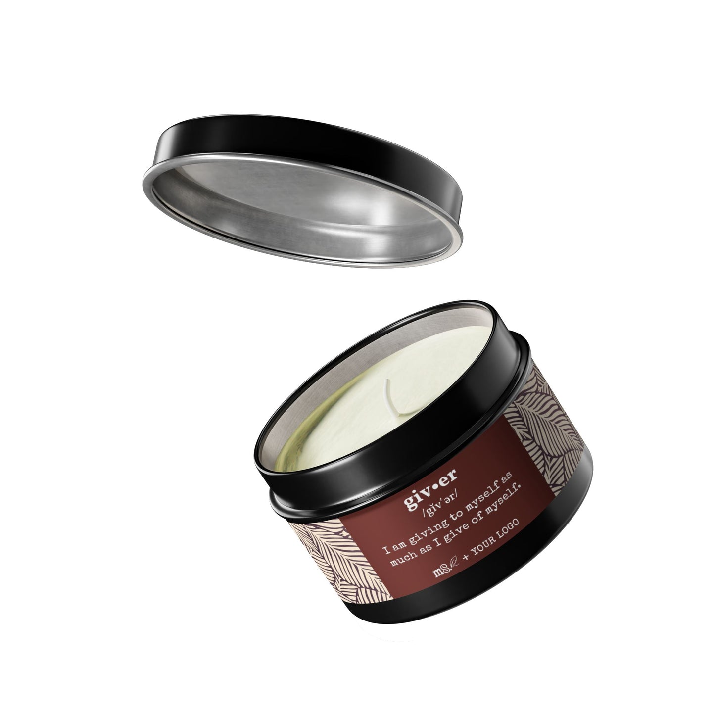 Mocha + Leaves Definition Tin Candle | 4 oz Travel Candle - No Dyes | Melanated Musings Collection (minimum order 5)