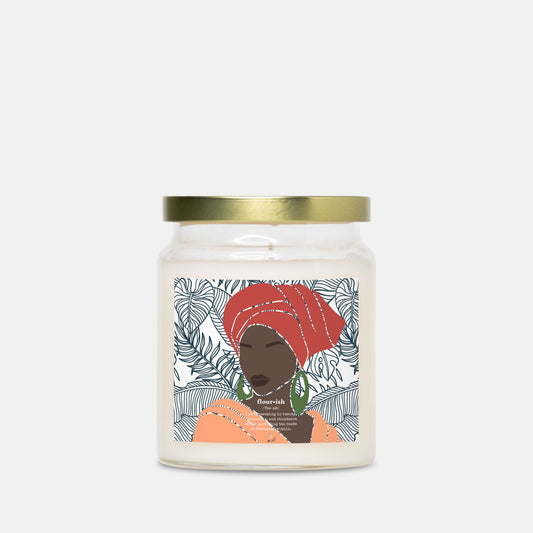 Noir + Leaves Candle | Apothecary Jar with Gold Lid - No Dyes | Melanated Musings Collection (minimum order 5)