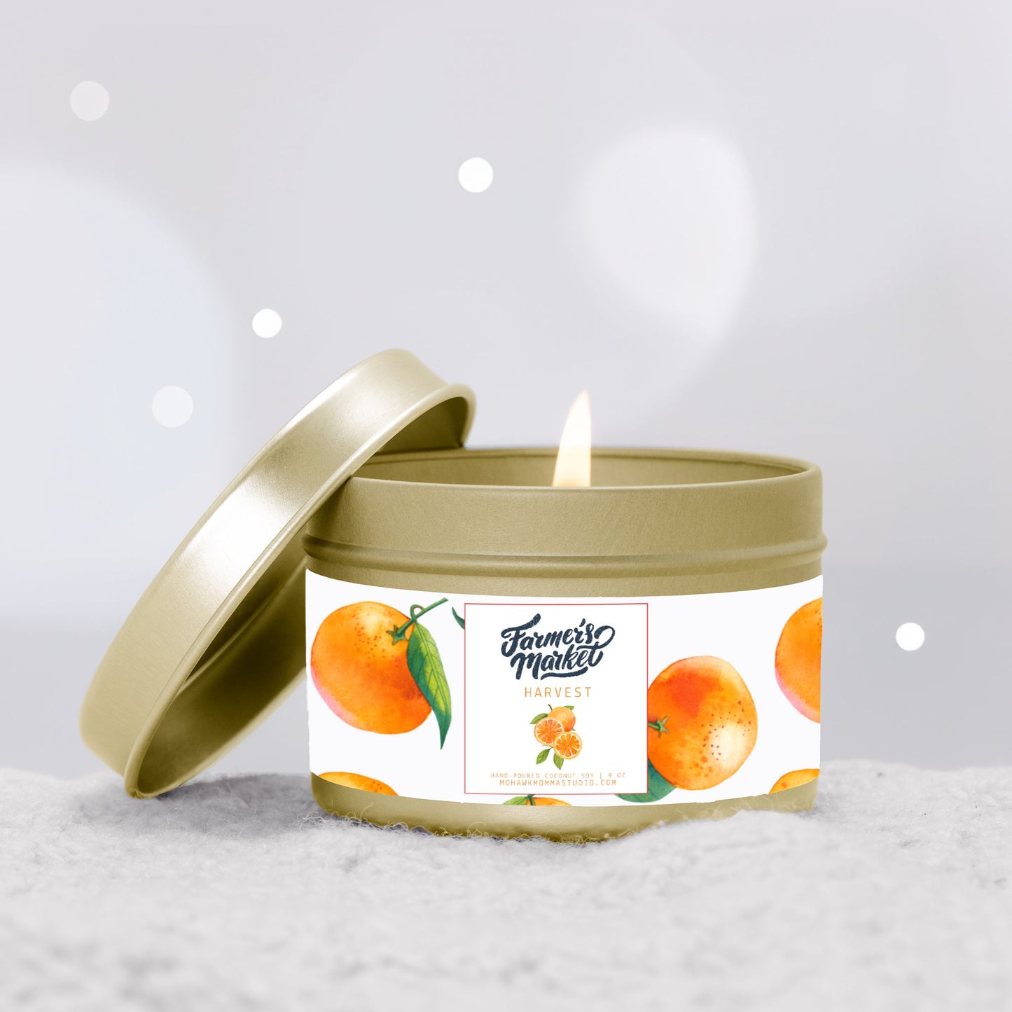 Orange Harvest Tin Candle | Farmers Market Collection | 4 oz Travel Candle - No Dyes