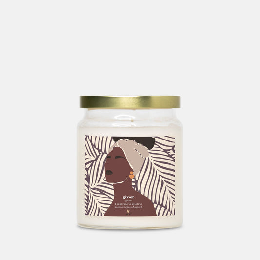 Mocha + Leaves Candle | Apothecary Jar with Gold Lid - No Dyes | Melanated Musings Collection (minimum order 5)