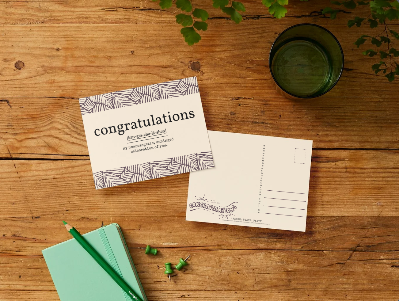 Botanical Congratulations Definition Greeting Card | 4" × 6" Postcard-Style Card