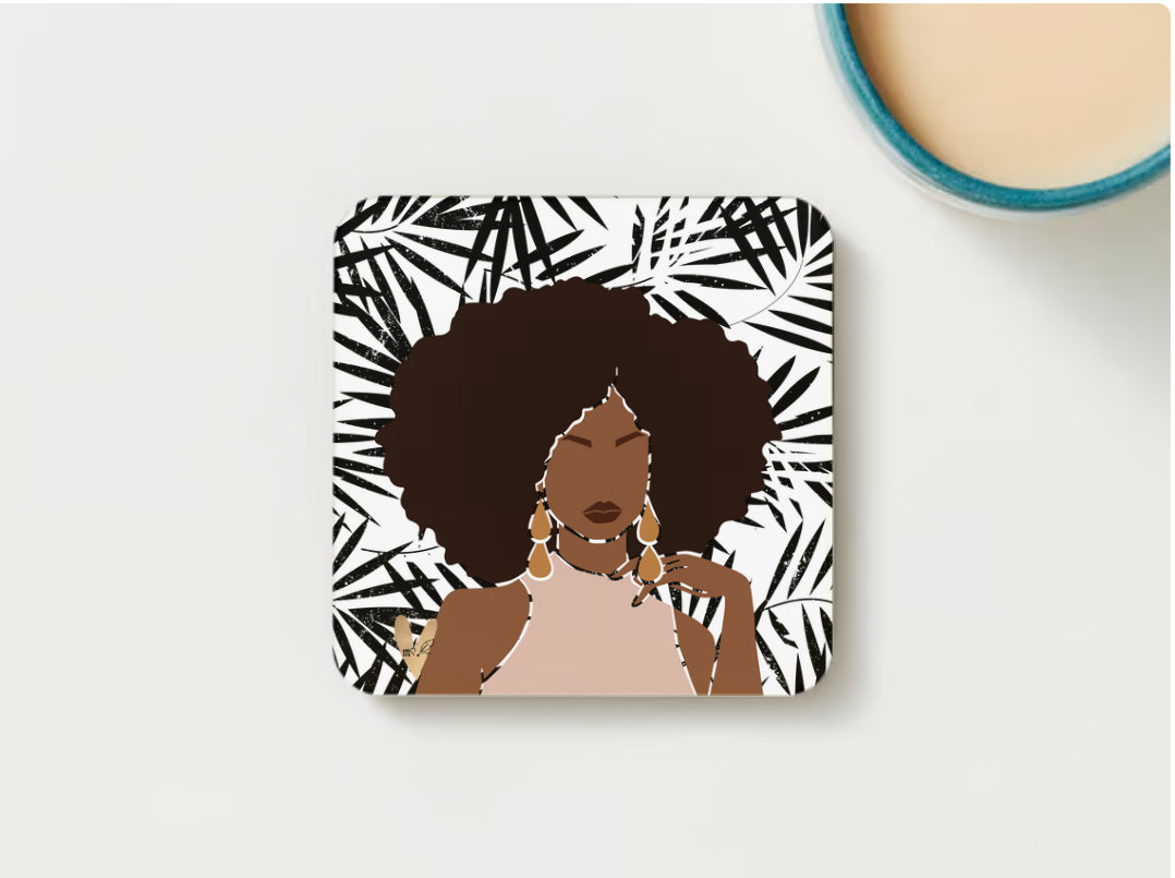 Melanated Musings | 4 Pack Coasters with Cork Backing (minimum order 5)