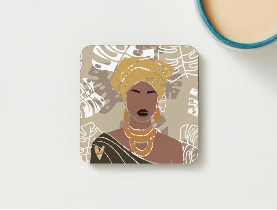 Melanated Musings | 4 Pack Coasters with Cork Backing (minimum order 5)