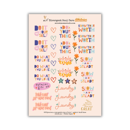 Neurodivergent Soul Care Affirmation Sticker Sheet | Companion to The Intentions Journal-Planner