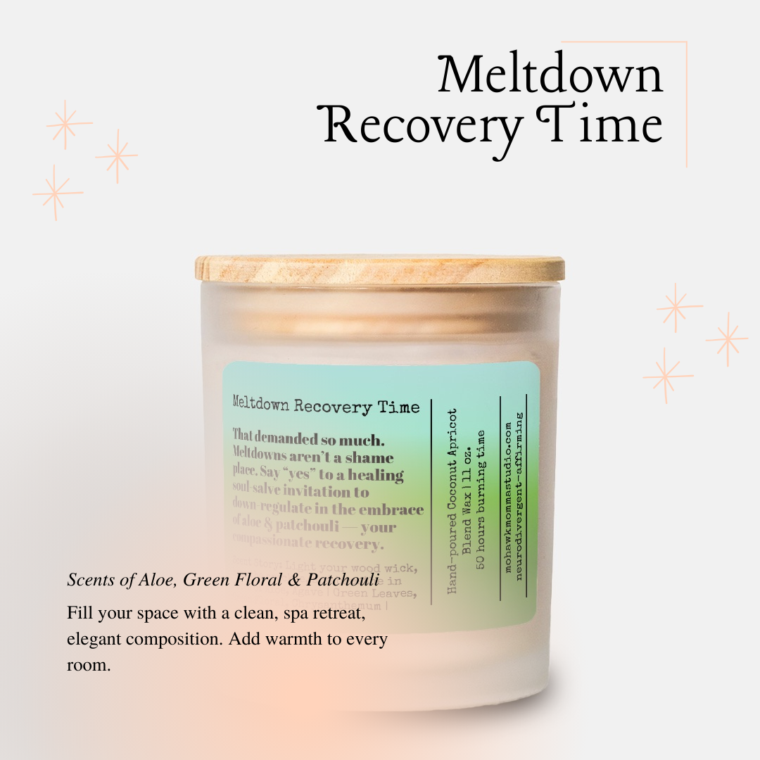 Meltdown Recovery Time Cactus Flower + Jade Frosted Glass Candle - No Dyes | Neurodivergent-affirmation Collection