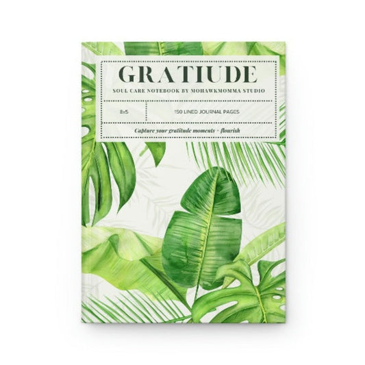 Gratitude is an expression of peace. Whether you're journaling your thoughts, sermon notes, podcast gems, creative ideas, etc., amplify your peace through your senses.  We created a bonus soul care bingo on the back cover of this notebook to prompt you with gratitude ideas whenever you need inspiration.     - 8"x5.75", hardcover, bookbound  - 150 lined pages, perforated